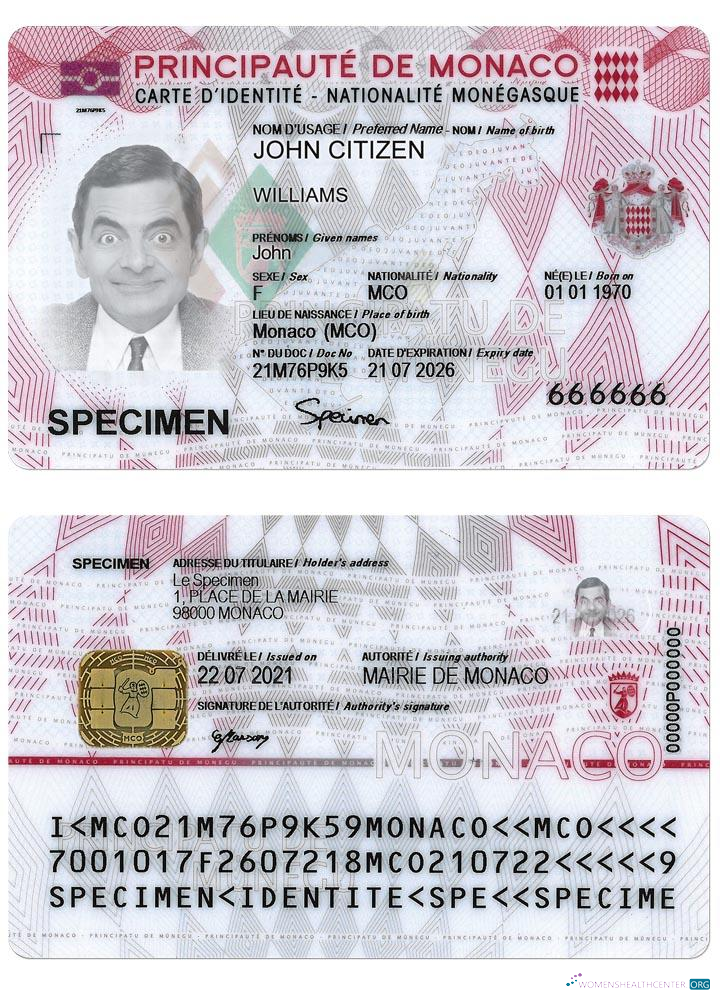 Download Monaco digital ID card Photoshop template